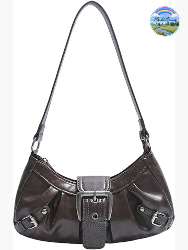 Vintage Crescent Hobo Shoulder Bag Soft Faux Leather Top Handle Purse